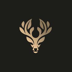 a deer's head with antlers is shown in the middle of a black background