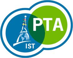 two circles with the words pta and ist on them, in front of a white background