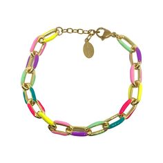 This chain bracelet is such a popular item. You can't go wrong with this fun piece! 14K gold plated. 6 inches with 1.5 inch extender and logo charm Bold Metal Bracelets For Gift, Trendy Hypoallergenic Chain Link Jewelry, Bold Gold Bracelets For Gift, Bold Gold Bracelets For Gifts, Trendy Adjustable Multicolor Chain Bracelet, Trendy Multicolor Adjustable Chain Bracelet, Trendy Gold Jubilee Bracelet, Casual Gold Jewelry With Adjustable Chain, Multicolor Adjustable Chain Jewelry For Friendship