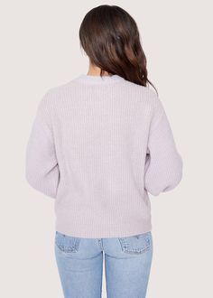 During those cool days out! Its perfect shade of lilac give this sweater a unique look, and make it easy to pair with your favorite jeans for a casual look, or over a skirt for something more dressed up. Imported 77% Acrylic, 20% Nylon, 3% Spandex Model is 5 ft 9.5 inches; Bust: 33", Waist: 27.5", Hips: 39" and wearing a size Small Runs true to size Hand wash or wash with gentle cycle with cold water with like colors, Air dry to avoid shrinkage Winter Purple Sweater With Ribbed Cuffs, Heather Winter Sweater For Loungewear, Heather Winter Loungewear Sweater, Lavender Crew Neck Sweater For Fall, Heather Long Sleeve Sweater For Fall, Purple Soft Knit Sweater For Fall, Soft Knit Purple Sweater For Fall, Lavender Knit Sweater For Fall, Heather Winter Sweater For Layering