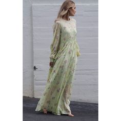 Stine Goya $730 Tammy Embroidered Floral Long Sleeve Crepe Maxi Dress In Green Jade Garden In Us Large/X. Delicately Stitched Blooms Pattern A Winsome Maxi Dress Set With Full Sleeves And A Sweeping Skirt, Plus A Feel-Good Fabrication Makes It Even More Special. Tag Is Missing. Measures 24" Pit To Pit. Estimated To Be A Size Large/Xlarge, Which Fits 12-14. Please Note: Comes With A Slip That Is Not The Original Slip. Details: Jewel Neck Long Sleeves Lined 100% Fsc Viscose With 100% Polyester Con Designer Outlet, Couture Designers, Maxi Dress Green, Jade Green, Floral Maxi Dress, Full Sleeve, Set Dress, Tops Designs, Maxi Dress