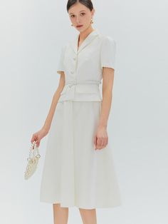 This product, the Erika Flare Dress, encapsulates a timeless elegance with a fitted bodice that flares into a graceful midi-length skirt. The addition of a matching belt enhances the dress's classic silhouette, drawing attention to the wearer's waist. It features a neatly tailored collar and a sleek button-down front, which add a touch of formality to the otherwise soft-flowing form. - This Erika Flare Dress includes a neatly tailored collar that frames the neckline beautifully.- The included belt cinches at the waist, providing a flattering shape and refined detail.- A button-down front offers a versatile closure that is both functional and stylish.- The dress's skirt flares gently from the waist, creating a silhouette that moves with grace and poise. Silhouette Drawing, Design Clothes, Hair Wedding, Dress Clothes, Fashion Design Clothes, Classic Silhouette, Fitted Bodice, Flare Dress, Midi Length