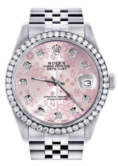 Women's Rolex Watches | Shop Multiple Styles | FrostNYC – Page 5 Woman Rolex Watch, Expensive Watches For Women, Pink Luxury, Rolex Pink, Pink Face Rolex Watch, Pink Rolex Watch Diamonds, Rolex Pink Dial, Custom Rolex, Gold Earrings For Men