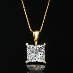 Ross-Simons - 2.00ct Princess-Cut Lab Grown Diamond Pendant Necklace. 18". Priced to please for its substantial size, our gorgeous 2.00 carat princess-cut lab-grown diamond pendant necklace makes a sensational signature style. Finely crafted in polished 14kt yellow gold and suspended from a sleek box chain. Lab-grown diamonds are identical to mined diamonds according to their optical, physical and chemical properties. All Ross-Simons lab-grown diamond jewelry in 14kt gold and platinum includes a Princess Cut Diamond Necklace For Gift, Classic Princess Cut Diamond Necklace With Accents, Classic Cubic Zirconia Princess Cut Necklace, Anniversary Princess Cut Diamond Necklace In Fine Jewelry Style, Fine Jewelry Princess Cut Cubic Zirconia Necklace, Classic Princess Cut Cubic Zirconia Necklace, Fine Jewelry Princess Cut Diamond Necklace For Anniversary, Fine Jewelry Cubic Zirconia Princess Cut Necklace, Princess Cut Diamond Necklace For Anniversary