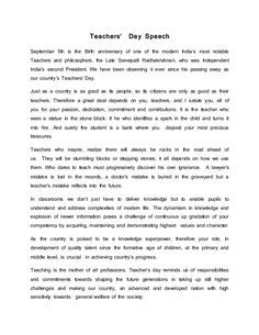 a white paper with the words teacher's day speech