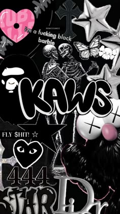 a black and white poster with the words krews on it's side