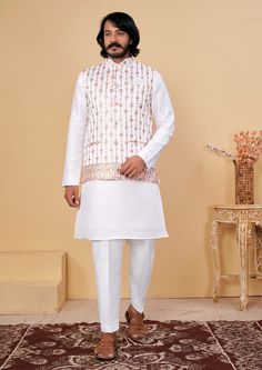 Pakistani wear Men Kurta Pajama Pair, Soft Cotton Kurta ,Indian Wear Party Wear, Men party wear, Traditional Classic Bollywood Kurta grooms men wear indian traditional  Fabric Details Kurta Fabric:- silk 💫 Pajama Fabric:-silk💫 *Size:- 36,38,40,42,44,46 Festive White Chanderi Nehru Jacket, White Chanderi Nehru Jacket With Dabka, White Chanderi Nehru Jacket With Dabka Detail, Designer White Bandhgala For Navratri, White Designer Bandhgala For Navratri, Semi-stitched White Nehru Jacket For Designer Wear, Designer White Nehru Jacket With Dupatta, White Chanderi Nehru Jacket For Eid, Semi-stitched Chanderi Nehru Jacket For Eid