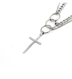 Material: Titanium steelNecklace size: 60cm ( 23.6 inches ) Silver Chain Metal Cross Jewelry, Silver Chain Cross Metal Jewelry, Metal Cross Jewelry With Silver Chain, Clavicle Chain Necklace With Cross In Stainless Steel, White Gold Metal Cross Pendant Jewelry, Stainless Steel Cross Pendant Jewelry, Tarnish Resistant, Stainless Steel Cross Chain Jewelry, Tarnish Resistant Stainless Steel Cross Pendant Jewelry, Tarnish-resistant Stainless Steel Cross Pendant Jewelry