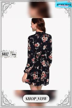 Autumn Floral Women Dresses Multicolor Elegant Long Sleeve Women Dresses, Womens Dresses, Long Sleeve, Best Deals, Floral, Dresses