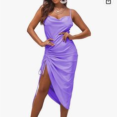 Size Small Purple Spaghetti Strap Maxi Dress For Night Out, Purple Sundress For Date Night, Lavender Ruched Dress For Party, Summer Purple Ruched Maxi Dress, Spring Purple Ruched Maxi Dress, Purple Ruched Maxi Dress For Spring, Purple Sundress Maxi Dress For Party, Lavender Summer Dress For Date Night, Lavender Mini Dress For Summer Cocktail