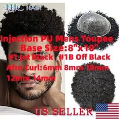 ad eBay - US Afro Toupee For Black Men Human Hair Replacement System All Skin PU Hairpiece - Buy Now, click the link (eBay) Hair Curl, Mens Toupee, Afro Curls, Hair Replacement Systems, Hair Replacement, Free Style, Styling Products, Wigs Hair Extensions, Off Black