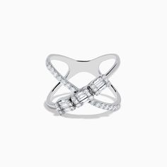 Effy Classique 14K White Gold Diamond Wide Crossover Ring Crossover Ring, Hand Rings, Right Hand Rings, Effy Jewelry, Cute Rings, White Stone, Right Hand, White Gold Diamonds, Crossover