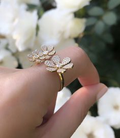 Make A Statement! Fashionable solid 14k yellow gold pave diamond 3 flower ring. Ring is shiny and bright! This ring is definitely a statement piece that can be worn on any finger. Notify me for finger size adjustment. Item Detail: ...All Diamond Are 100% Natural... Metal is solid 14k yellow gold Weight is 5.5 grams Finger Size is 6 Diamond Weight is .98ct Diamond Quality is SI Diamond Color is H-I Yellow Gold Flower-shaped Diamond Ring, Yellow Gold Flower Diamond Ring With Prong Setting, Luxury Flower Shaped Jewelry With Pave Setting, 14k Gold Flower Diamond Ring Fine Jewelry, 14k Gold Flower Diamond Ring, Gold Flower Ring With Diamond Accents, 14k Gold Flower-shaped Diamond Ring For Anniversary, Luxury Flower Ring With Single Cut Diamonds, Yellow Gold Diamond Flower Open Ring