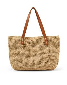 Lending a tropical twist to your everyday carryall, Laggo's Casablanca bag is getaway-ready. The roomy tote silhouette is crafted from woven raffia, finished with leather handles, and lined in nylon for the perfect blend of fashion and function. Wear yours over your shoulder with your favorite warm weather ensembles. Double Handle Straw Travel Bag, Summer Tote Satchel With Braided Handles, Summer Bag With Double Leather Handles, Natural Double Handle Satchel For Vacation, Beige Crochet Double Handle Bag With Rolled Handles, Vacation Double Handle Satchel With Leather Handles, Beige Crochet Bag With Double Rolled Handles, Vacation Satchel With Double Leather Handles, Everyday Straw Bag With Double Handle