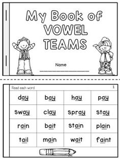 two worksheets for reading the book my book of voel teams with pictures