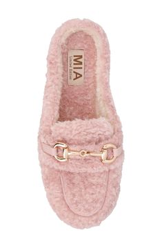 Polished bit hardware emphasizes the loafer-inspired style of this soft and cozy faux-shearling slipper. Synthetic faux-shearling upper and lining/synthetic sole Imported Shearling Slippers, Rollerball Perfume, Favorite Daughter, Platform Slippers, Kids Sandals, Fragrance Design, Designer Clothes For Men, Modern Outfits, Women's Summer Fashion