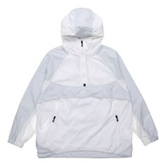 Nike Reissue Woven Popover Jacket logo Jackets Urban White Hooded Jacket With Double-lined Hood, White Nylon Windbreaker With Detachable Hood, White Hooded Jacket With Pockets For Outdoor Activities, White Hooded Jacket With Detachable Hood For Outdoor, White Hooded Outerwear With Double-lined Hood, White Nylon Windbreaker For Winter, White Nylon Winter Windbreaker, White Hooded Jacket With Pockets For Outdoor, White Long Sleeve Hoodie For Outdoor Activities