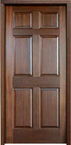 the front door is made of wood and has three panels on each side, with one panel