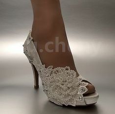 su.cheny 3" 4" heel White ivory lace pearl flower open toe Wedding Bridal shoes | eBay Elegant Lace Open Toe Wedding Shoes, Lace Open Toe Wedding Shoes, Lace Open Toe Wedding Shoes For Bridal Shower, Cream Lace Open Toe Wedding Shoes, Lace Wedding Shoes Open Toe For Bridal Shower, Lace Open-toe Wedding Shoes For Bridal Shower, Formal Lace Open Toe Wedding Shoes, Lace Open Toe Wedding Shoes For Ceremony, Open Toe Lace Wedding Shoes