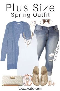 Plus Size Spring Cardigan Outfit - Plus Size Spring Casual Outfit - Plus Size Fashion for Women - alexawebb.com Spring Cardigan Outfit, Cardigan Outfit Spring, Spring Cardigan, Plus Size Summer Fashion, Alexa Webb, Plus Zise, Casual Chic Outfits, Outfit Cardigan, Spring Cardigans