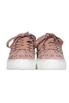 Sporty chic meets girly glam in these standout sneakers from Joie! The classic platform sneaker is upgraded with tons of gorgeous pearl embellishments on oh-so-soft suede. Perfect for feminine fashionistas looking to unleash their inner Sporty Spice! Style with mom jeans and a track jacket and you’ll be ready to hit the streets in style! Size 9 (EU 39) Suede upper w/ pearl embellishments Top lace-up closure Platform Round toe Leather sole and footbed w/ no wear Platform 1.5” Length 11” Trendy Low-top Platform Sneakers With Studded Outsoles, Trendy High-top Platform Sneakers With Studded Outsoles, Trendy Synthetic Platform Sneakers With Studded Outsoles, Sporty Embellished Lace-up Sneakers, Trendy Lace-up Platform Sneakers With Studded Outsoles, Embellished Lace-up Sneakers For Streetwear, Sporty Embellished Sneakers, Embellished Low-top Sneakers For Spring, Trendy Embellished Sneakers For Streetwear