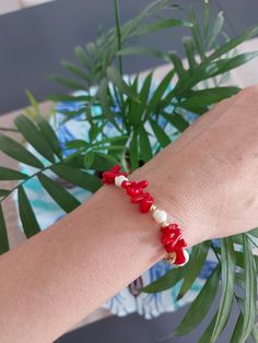 Freshwater pearl and red coral bracelet is a nice christmas gift,Valentine's day gift,birthday gift,wedding gift,bridesmaid gift and other special day gift for lovelies. Red coral jewelry  Handmade, carefully crafted with passion. *Beach bracelet is Very simple and stylish, *Made to order, *Summer accessories comes packaged in a tulle sachet. Red Natural Stones Bracelets For Gift, Adjustable Red Coral Beaded Bracelets As Gift, Red Beaded Bracelets With Natural Stones As Gift, Elegant Red Coral Beaded Bracelets For Gift, Elegant Red Coral Beaded Bracelet Gift, Red Coral Bracelets For Gift, Red Coral Bracelets As A Gift, Elegant Red Coral Adjustable Bracelet, Elegant Adjustable Red Coral Bracelet