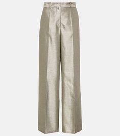 Alana high-rise wide-leg pants in metallic - Joseph | Mytheresa Joseph Clothing, High Rise Wide Leg Pants, Metallic Pants, High Rise Pants, Silk Crepe, Straight Pants, Color Name, Wide Leg Trousers, Bottoms Pants