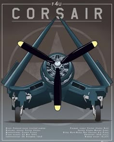 a poster with the words corsair on it's front and back sides