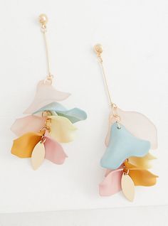 Let your love for these statement earrings blossom thanks to their delicate petal drop design and muted colors.   Post backs. Base metal. Imported. The best plus size women's multi petal drop statement earrings in multi. Torrid is your destination for the freshest spring and summer styles. Petal Earrings, Polymer Clay Flower Jewelry, Earring Inspo, Handmade Clay Jewelry, Earring Inspiration, Polymer Clay Jewelry Diy, Drop Design, Clay Earring, Polymer Jewelry