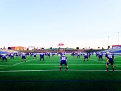 a group of people on a field playing football