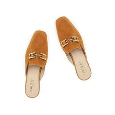 Cecile Mules | Women’s Mules | Italian Suede Shoes - Italeau Spring Office Slip-on Mules, Suede Slip-ons For Office In Fall, Trendy Brown Slip-on Mules, Summer Slip-on Office Loafers, Summer Workwear Flat Slip-ons, Trendy Flat Heel Sandals For Workwear, Flat Mules For Workwear In Fall, Fall Flat Heel Mules For Workwear, Fall Mules For Work With Flat Heel