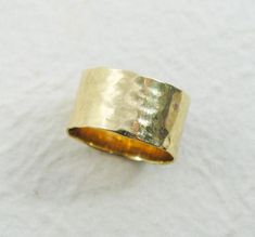 Wide 14K gold Hammered 11 mm wedding band. Hammered wedding | Etsy Wedding Band Hammered, Hammered Wedding Band, Ring Gold Wedding, Wide Wedding Rings, Wedding Ring Gold, Hammered Wedding Bands, Two Become One, Yellow Gold Wedding Ring, Hammered Band