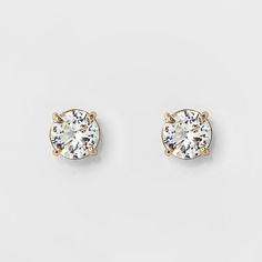 Women's Round Crystal Stud Earring - A New Day™ Gold Diamond Earrings For Women, Cute Stud Earrings, Simple Stud Earrings, Nickel Free Earrings, Casetify Iphone, Hoop Earring Sets, Square Earrings Studs, Heart Drop Earrings, Square Stud