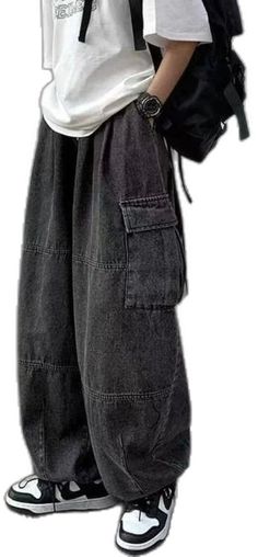 Grunge Winter Bottoms With Pockets, Grunge Winter Pants With Pockets, Winter Grunge Pants With Pockets, Black Grunge Pants With Side Pockets, Black Grunge Bottoms With Side Pockets, Baggy Washed Black Hip Hop Bottoms, Black Grunge Long Pants, Black Baggy Grunge Pants, Black Grunge Style Cargo Pants