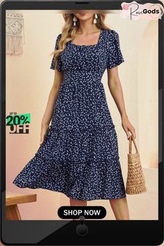 Summer Love Pattern Dot Print Dress Women Casual Short Sleeve Square Collar Ruffles Medium Long Chiffon Dress Non-stretch Ruffled Midi Dress For Vacation, Casual Chiffon Dress With Ruffle Hem, Knee-length Chiffon Dress With Ruffles, Short Sleeve Ruffled Chiffon Dress For Vacation, Short Sleeve Chiffon Dress With Ruffles, Short Sleeve Chiffon Dress With Ruffles For Vacation, Fitted Chiffon Dress With Ruffle Hem And Tiered Shape, Summer Knee-length Chiffon Dress With Ruffles, Knee-length Ruffled Chiffon Summer Dress