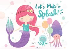 Mermaid with Pink Hair Floating in 2024 | Mermaid illustration, Mermaid ... image.