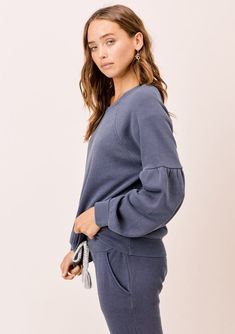 Raglan Volume Sleeve Sweatshirt | LOVESTITCH Soft-washed Crew Neck Sweater For Loungewear, Fall Raglan Sleeve Relaxed Fit Sweatshirt, Soft-washed Crew Neck Sweats For Fall, Fall Loungewear Sweats With Raglan Sleeves, Cozy Washed Sweatshirt For Fall, Fall Crew Neck Soft-washed Sweats, Fall Crew Sweats With Soft-washed Details, Fall Loungewear Raglan Sleeve Sweater, Fall Raglan Sleeve Sweater For Loungewear