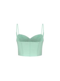 a women's bra top with straps on the front and side, in mint green