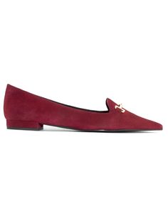 Bordeaux suede Argia loafer with pointed design, gold-colored metal horsebit, black leather interior, heel height 2 cmComposition: Leather, 100% Workwear Flats With Metal Feet And Pointed Toe, Metal Feet Pointed Toe Flats For Work, Fall Workwear Pointed Toe Suede Flats, Chic Suede Pointed Toe Flats For Work, Chic Suede Loafers With Low Heel, Suede Pointed Toe Loafers For Work, Formal Suede Pointed Toe Flats, Chic Suede Flats For Business, Chic Suede Pointed Toe Loafers