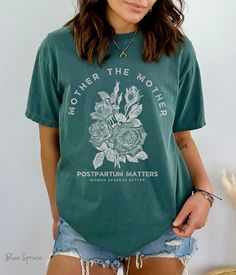 This Comfort Color Postpartum shirt is a soft and durable t-shirt designed for doulas, midwives, labor and delivery nurses, postpartum doulas, moms, or anyone who wants to help raise awareness for taking care of mothers postpartum.  This is the perfect trendy and comfy T-Shirt fits like a well-loved favorite. ✦ DETAILS: Soft cotton and quality print make users fall in love with it over and over again. These pre-shrunk t-shirts have ribbed knit collars to bolster shaping. The shoulders have taping for a better fit over time. Dual side seams hold the garment's shape for longer. ◦ 100% ringspun garment-dyed cotton ◦ Retail fit ◦ Double-needle stitching ◦ Sewn in twill label ◦ Unisex Sizing, but the shirt typically runs slightly large for the ladies! If you're going for a more fitted look, we Doula Gifts, Vintage Shirt Design, Doula Business, Postpartum Doula, Post Partum, Labor And Delivery, Private Practice, Comfort Color, Vintage Shirt