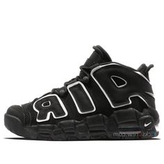 Firstly released in 1997, the Nike Air Pippen series is one of the Nike Basketball's underrated pieces . Full-range cushion, dynamic fit, and lightweight constructions were all there. \nIt's nearly impossible to miss Nike Air Uptempo. Debuted in 1996, it is a bold basketball sneaker inspired by oversized objects from ’90’s graffiti and pop art. \n Black Custom Sneakers With Logo For Streetwear, Custom Black Sneakers With Logo For Streetwear, Black Custom Logo Sneakers For Streetwear, Black Leather Skate Shoes With Logo-print Tongue, Lace-up Logo Print Sneakers For Streetwear, Lace-up Sneakers With Logo Print For Streetwear, Low-top Skate Shoes With Logo-print Tongue For Streetwear, Black Low-top Custom Sneakers With Logo Print, Black High-top Sneakers With Logo Print For Sports