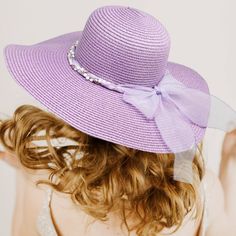 Lavender Purple Straw Twisted Rhinestone Pearl Bow Band Style Brimmed Sun Blocker Hat Crown Circumference : 23" (Adjustable) Crown Height : 4" Brim Height : 4.75" Theme: Pearl , Bow Fashion Statement Accessory Beach / Vacation / Summer / Swimming / Beachwear / Boat / Yacht L 932 H Purple Curved Brim Sun Hat For Vacation, Lavender Curved Brim Hat For Beach, Lavender Wide Brim Hat For Beach, Lavender Curved Brim Beach Hat, Vacation Purple Sun Hat With Curved Brim, Purple Sun Hat With Curved Brim For The Beach, Purple Curved Brim Sun Hat For The Beach, Purple Sun Hat For Summer Beach, Purple Summer Hat For Beach