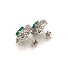 Diamond Emerald Earrings 14k W Gold 4.05 TCW Certified $6,950 018690 - Certified Estate Jewelry Diamond Emerald Earrings, Emerald Diamond Earrings, Akoya Pearl Earrings, Diamonds And Pearls, Ruby Earrings Studs, Sapphire Earrings Studs, Alumni Association, Sapphire Studs, Tourmaline Earrings