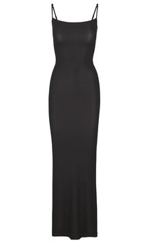 Fitted Sleek Maxi Dress, Sleek Seamless Bodycon Dress, Sleek Stretch Bodycon Dress With Flattering Silhouette, Fitted Longline Maxi Dress For Date Night, Sleek Fitted Maxi Dress, Chic Seamless Bodycon Maxi Dress, Sleek Maxi Dress For Night Out, Sleek Fitted Dress With Smoothing Details, Elegant Fitted Smoothing Bodycon Dress