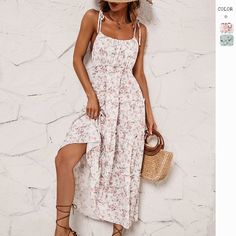 Women's New Printed Floral Slip Maxi Dress Spaghetti Dress, Slip Maxi Dress, Dress Spaghetti, Dress Elegant, New Print, Cami Dress, Elegant Dresses, Spaghetti, Women's Clothing