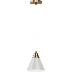 a brass and white pendant light fixture