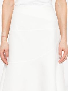 Jil Sander Asymmetric Midi Skirt - Farfetch Midi Skirt White, Women Skirt, Twill Weave, Skirt White, Jil Sander, White Skirts, Asymmetric Hem, Sanders, White Cotton