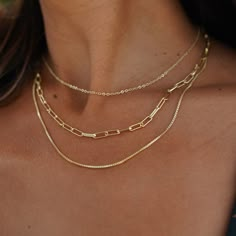 14k Gold Layered Necklace Set-three Gold Stacking Chain Set-dainty Triple Snake Chains-multi Layer Paperclip-everyday Fashion-gift for Her - Etsy Costa Rica Choker Set Gold, Triple Layer Necklace, Layered Necklace Set, Wear Necklaces, Choker Set, Gold Necklace Layered, Multi Strand Necklace, Strand Necklace, Multi Strand