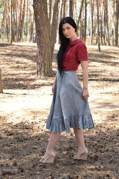 CARRIE Pleated Skirt, A-line Linen Skirt, Half-circle Skirt with Ruffle, Womens Skirt, Midi Skirt, H Fitted A-line Skirt With Ruffles, A-line Skirt With Ruffles, Flowy A-line Skirt With Ruffles, Fitted Long Pleated Skirt With Ruffles, Voluminous A-line Ruffled Skirt, Fitted Full Skirt With Ruffle Hem, Long Skirt With Ruffle Hem, Voluminous Ruffle Hem Skirt, Long Ruffle Hem Relaxed Skirt