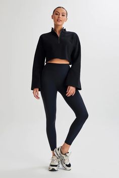 Dempsey Zip Flared Jumper - Black - MESHKI U.S Latest Fashion Trends, Latest Fashion, Jumper, Shop Now, Gym, Wardrobe, Fashion Trends, Black